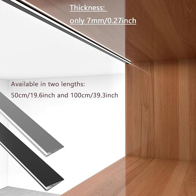 5 Pack LED Aluminum Channel Profile Under Cabinet, Self Adhesive Ultra Thin Invisible Lights Profile for Wardrobe Collection Cabinet Kitchen Shelf Workbench, No Light Strip (Grey, 39.3inch)