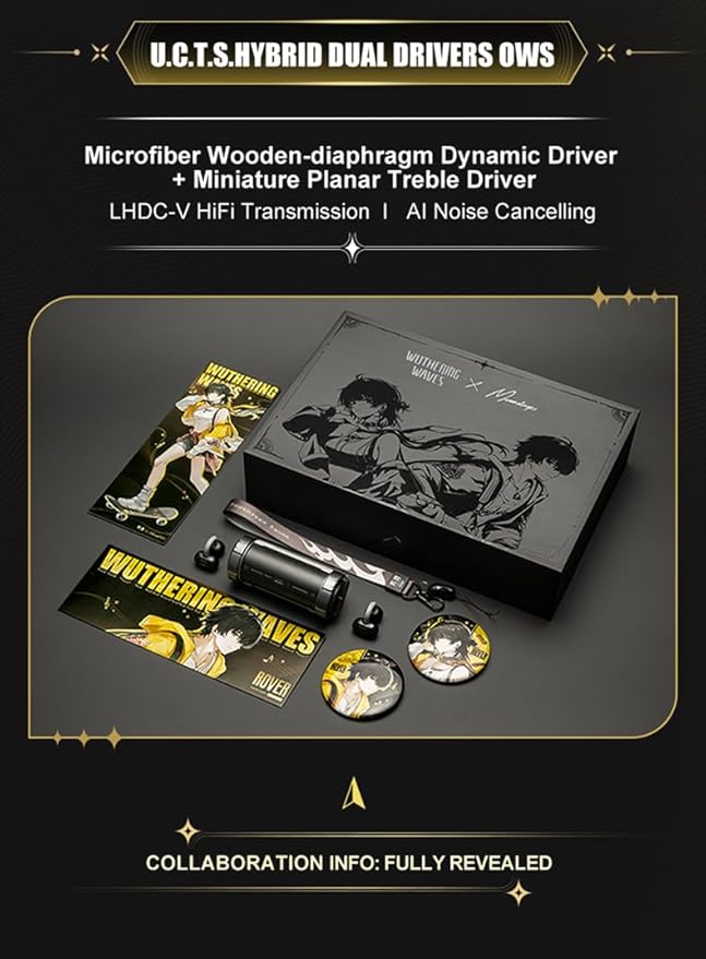 Moondrop x Wuthering Waves U.C.T.S. Hybrid Dual Drivers OWS Al Noise Cancelling LHDC-V Gaming Headset Online Interactive DSP LE Audio Wireless Headphone (English Version)