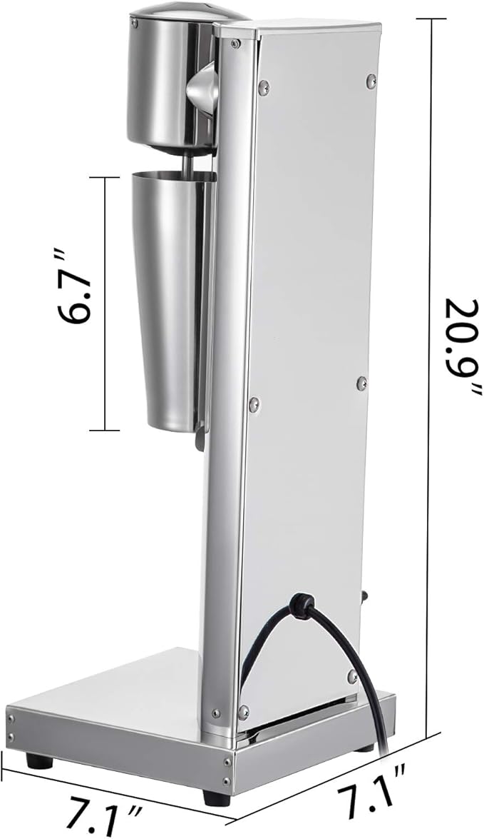 VEVOR Milkshaker Kit, Stainless Steel Electric Milkshake Maker, 180W Drink Blender, Single Head Classic Milkshaking Maker with 800ml Cup, Silver Milkshake Maker Machine, 2 Speed Adjustable