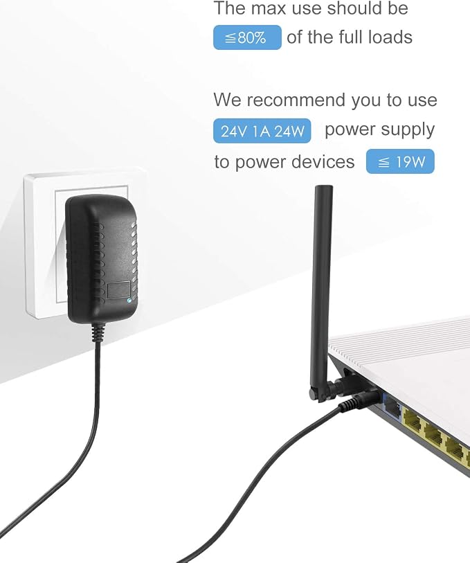 ALITOVE 24V 1A 24W DC Power Supply Adapter 100~240V AC to DC 24 Volt 1 Amp Converter 24 vdc 1000mA 800mA 600mA 400mA 200mA with 5.5mm x 2.5mm 2.1mm Plug for LED Strip Light CCTV Camera Fan