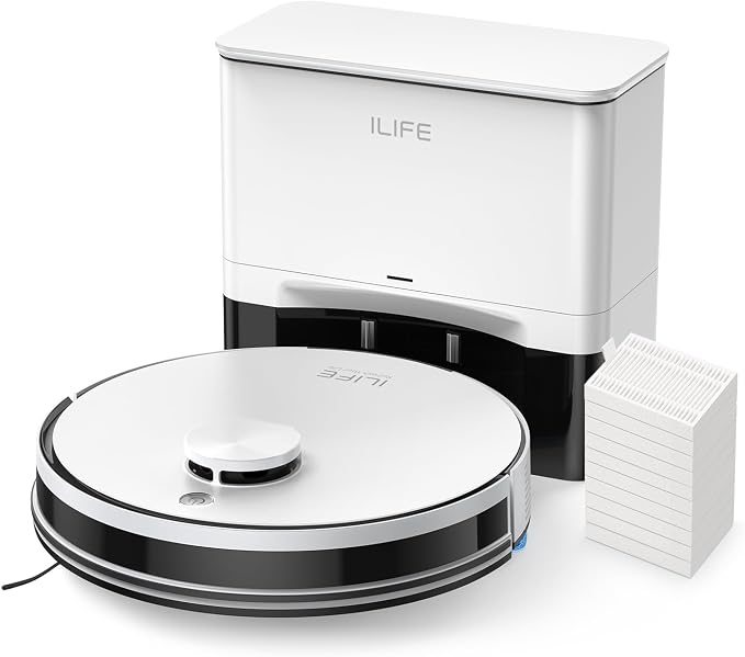 ILIFE A30 Pro Robot Vacuum and Mop Combo, Self Emptying Robot Vacuum Cleaner + A30 Pro Replacement Filters, 10 Pcs Included