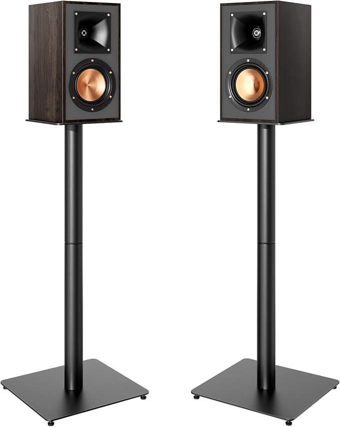 Speaker Stands Pair, 30" Fixed Height, 55lbs Weight Capacity, 11.8" Base, Cable Management, Freestanding Speaker Floor Stand for Surround Sound, Metal Base