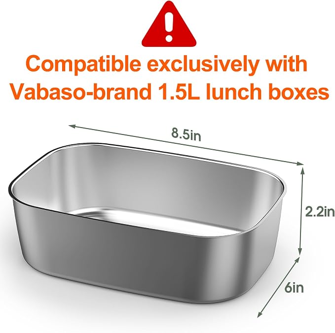 Vabaso Electric Lunch Box 304 Stainless Steel Inner Container, 1.5 Liter Removable Food Container 1.5L Electric Lunch Box