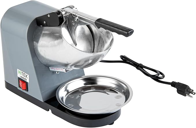 Restaurantware Electric Ice Crusher Machine - 65 Kg/Hr - Plastic Ice Shaver With Stainless Steel Blades - Compact Gray Space-Saving Kitchen Countertop Use