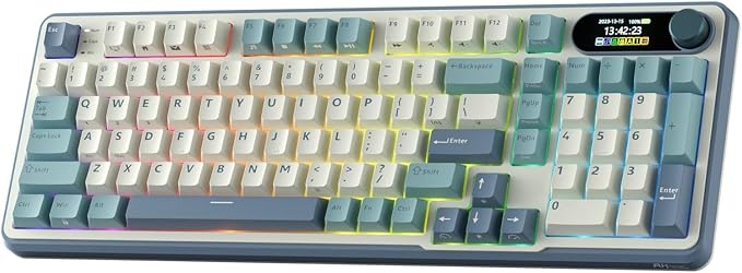 RK ROYAL KLUDGE S98 Mechanical Keyboard w/Smart Display & Knob, 96% RGB Wireless Gaming Keyboard BT/2.4G/USB-C, Hot Swappable Custom Keyboards, Software Support, Silent Computer Gaming Keyboard