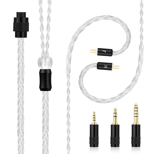 IEM Cable Compatible with Linsoul 7Hz x Crinacle Zero:2, Salnotes Zero, Kiwi Ears Orchestra Lite, Cadenza, Quartet, Astral, Hype4, Supermix4, Kiwi Ears Terras IEM Cable with 2.5mm/3.5mm/4.4mm Plug