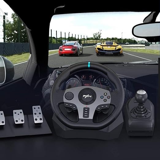 PXN Racing Wheel - Steering Wheel V9 Driving Wheel 270°/ 900° Degree Vibration Gaming Steering Wheel with Shifter and Pedal for PS4, PC, PS3, Xbox Series X|S, Xbox One(V9)