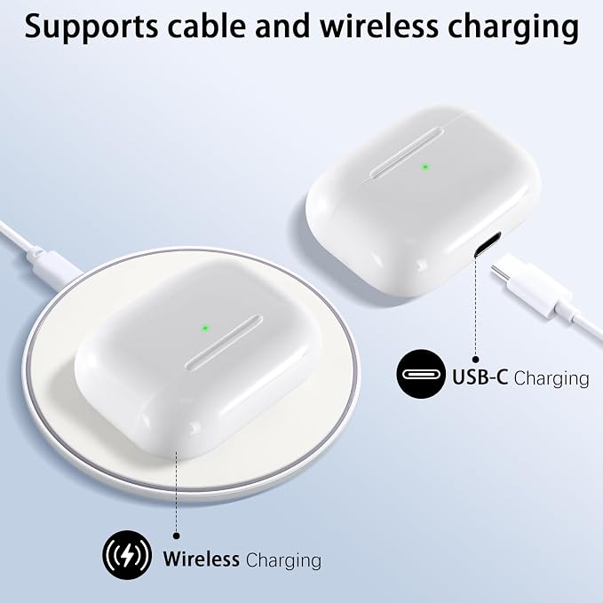 Wireless Charging Case Replacement Compatible with AirPod Pro 3,Air Pod Pro 3 Charger Case with Bluetooth Pairing Function,Type-C Charging,White