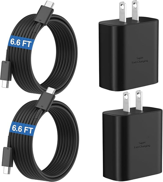 45W Super Fast Charger USB C Android Phone Type C Charger Fast Charging Block with 6.6FT Cord for Samsung Galaxy S26/S26 Ultra/S26+/S25 Ultra/S25/S24 Ultra/S24/S23 Ultra/S22/S21/S20/Note 10, Black