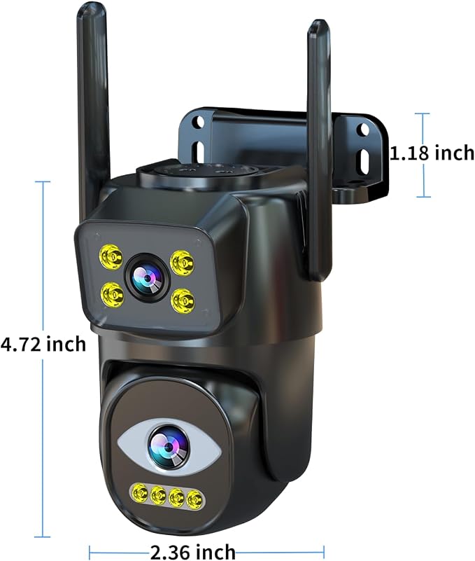 LETSCEE Dual Lens WiFi Security Camera Outdoor, 2.4G/5G PTZ Outdoor Plug-in Camera Auto Tracking,Home Security Surveillance System,WiFi,Night Vision,7/24 Recording
