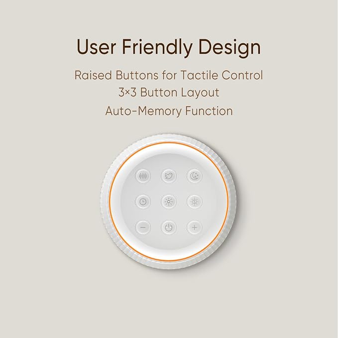 Noise Machine, White Noise Sound Machine for Baby & Adults, 26 Soothing Sounds, 8 Night Light Colors, Tap Control, 6 Timer Settings, Auto-Off & Memory, 4-7-8 Breathing, Sleep Soother for Home