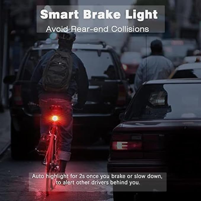 Bike Tail Light,Anti-Theft Bicycle Alarm Horn Wireless Remote Control USB Charging Smart Auto Brake Sensing IP65 Waterproof 110db Electronic Alarm Bell, Black
