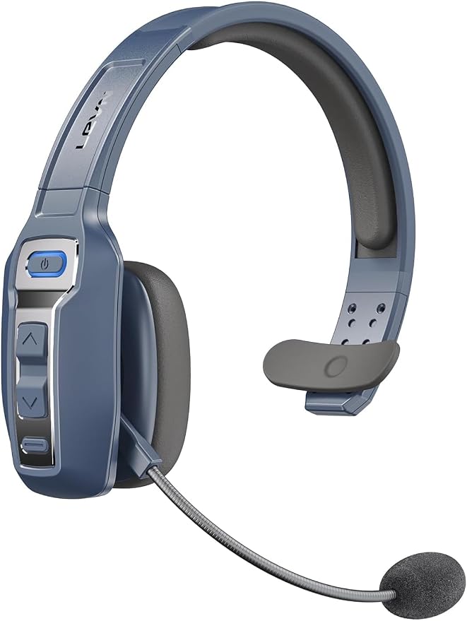 LEVN Bluetooth Headset with Microphone, Trucker Bluetooth Headset with AI Noise Cancelling & Mute Button, Wireless On-Ear Headphones 60 Hrs Working Time, for Trucker Home Office Remote Work Zoom