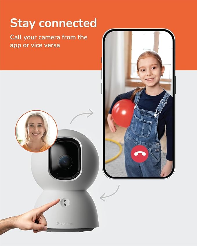 SensForge 2.5K Pan-Tilt Security Camera, 360° Dual-Band WiFi Camera for Home, Free AI Human & Pet Detection, 2-Day Cloud + 64GB SD Storage, Two-Way Talk, Optional AI + Storage Upgrade (2, White)