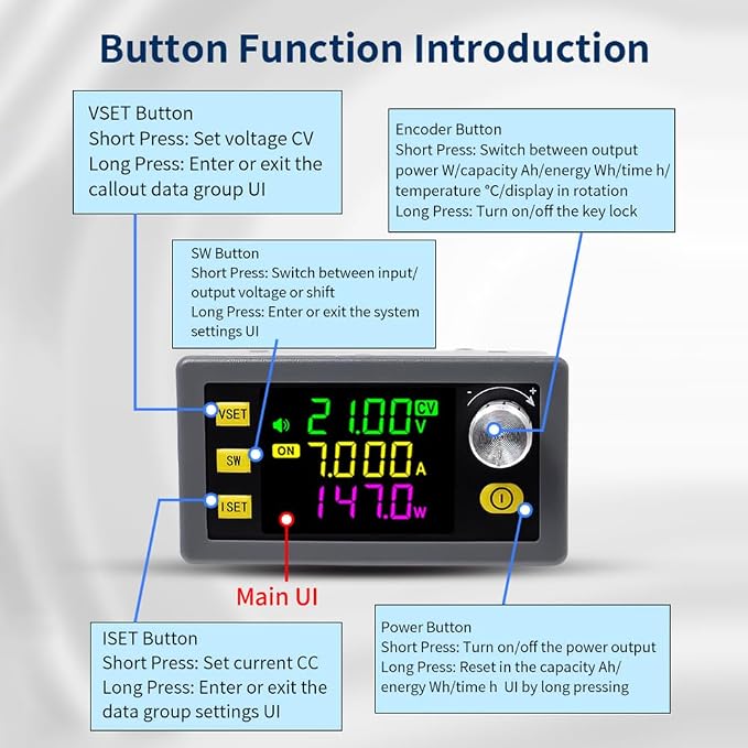 DC Adjustable Buck Boost Converter,Aideepen 150W Voltage Regulator 12V 24V DC 6-36V to 0-36V CC CV LCD Screen CNC Adjustment Used for Power Supply,LED Lighting,Solar Power Charging