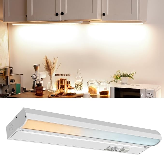 12" Hardwired LED Under Cabinet Light, 9W 600LM, 3 Color Temperatures (3000K/4000K/5000K), Aluminum Housing, Dimmable, Quick Installation for Kitchen, Cabinet, Countertops, YT-4201B-12