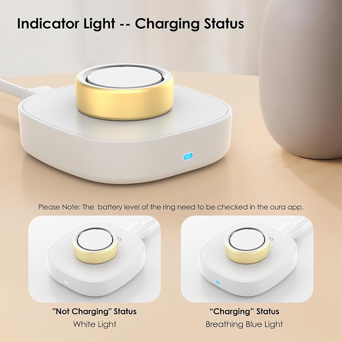 4 in 1 Charger for Oura Ring Gen 4 (Oura Charger NOT Included), Fast Magnetic Wireless Charging Station for iPhone, Apple Watch, AirPods, Samsung Galaxy (White Oura Charger Size 8)