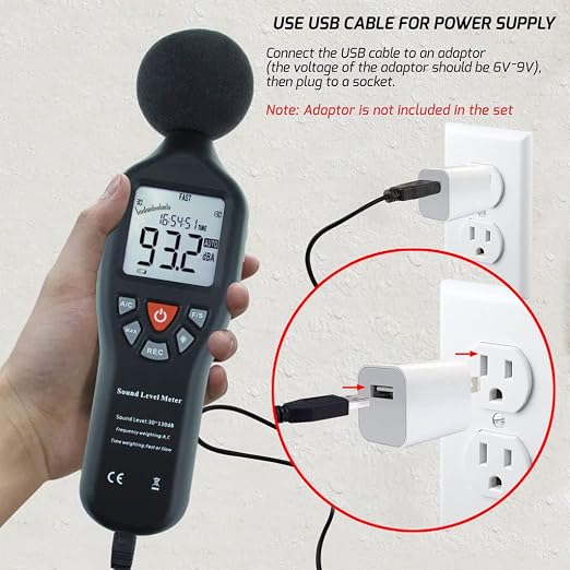 Decibel Meter Sound Level Meter Recorder Digital dB Meter Professional Noise Meter Detector Monitor 30dB to 130dB Portable SPL Decibel Meter with Data Logging for Home, Office, Outside