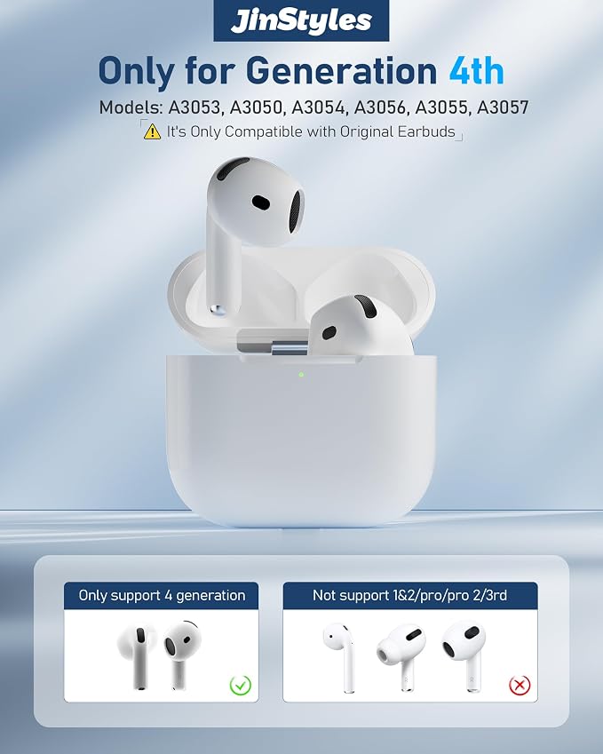 Charging Case Replacement Compatible with AirPods 4th Gen, USB-C Wireless Charger Case with Bluetooth Pairing Sync Button, 450 mAh Battery