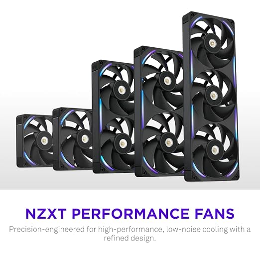 NZXT F140X Performance Fan - 140mm PWM RGB PC Case Fan - Max Airflow & Static Pressure - Low Noise - LCP Frame & Blades - Magnetic Fluid Dynamic Bearing - 30mm Thick - Black