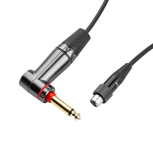 Cableworks by Gator Cases Headliner Series 3-Foot Right Angle 1/4" with Quiet Switch to TA4F Instrument Cable for Wireless Bodypack Transmitter, (GCWH-TA4F-3RAQT)
