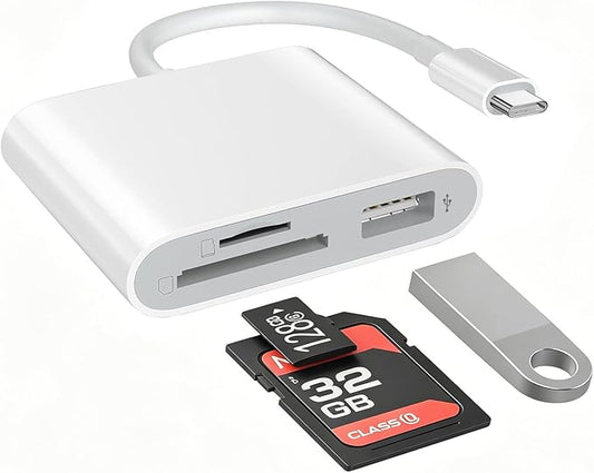 USB C SD Card Reader Adapter, 3 in 1 USB Type C to USB OTG Memory Card Adapter for TF SD Micro SD Cards Compatible with MacBook Pro Air/iPad Pro/Mini/iPhone 15, Galaxy S23