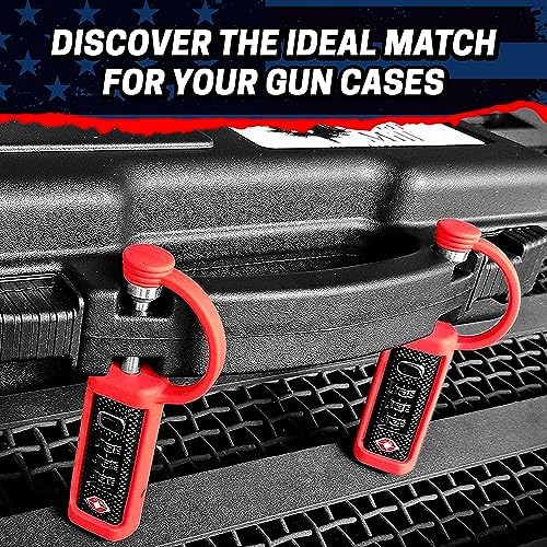 Cedar Mill TSA Approved Gun Case Lock Set Red & Yellow – 3-Dial Cut-Resistant Combination Locks for Firearm Safety, Child-Safe Gun Locks for Rifle, Pistol & Travel Hard Cases
