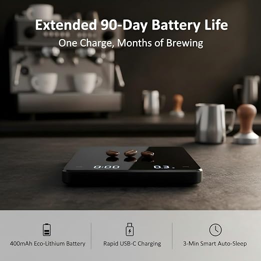 Coffee Scale with Timer 3kg/0.1g High Precision Digital Espresso Scale for Pour Over & Matcha, Food Scale for Kitchen Baking and Jewelry with Rechargeable Battery, Silicone Mat