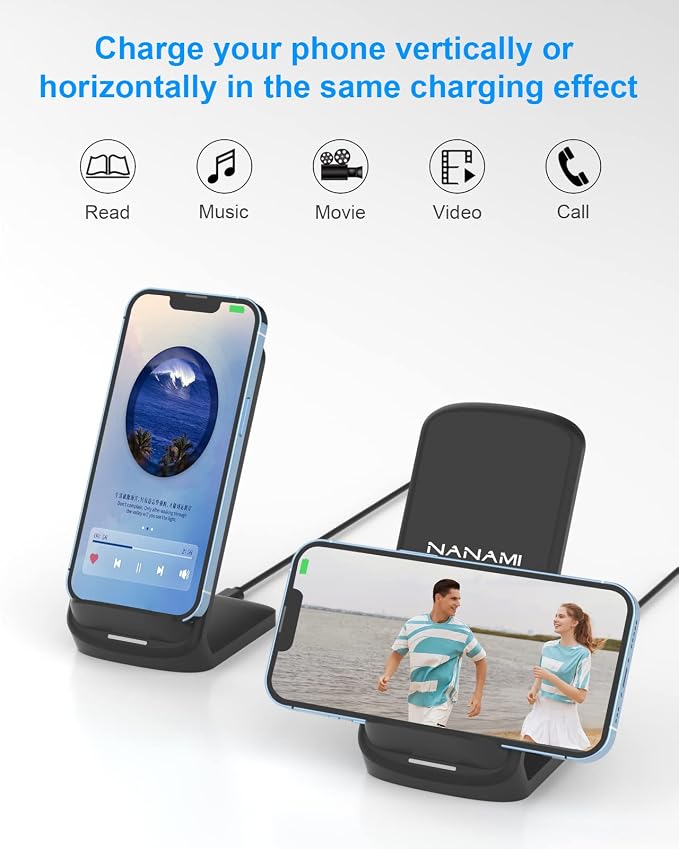 NANAMI Fast Charger for Samsung Galaxy Watch 6/5/4/3, Stand for Galaxy S24/S24+/S24 Ultra/S23/S22/S21/S20, Buds Pro, Wireless Charging Stand for iPhone 16/15/15 Pro/15 Plus/15 Pro Max/14/14 Pro/13/12