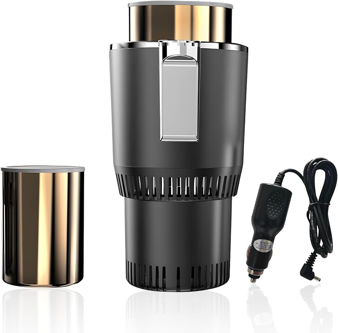 Black Car Cup Holder with Golden Aluminum Cup