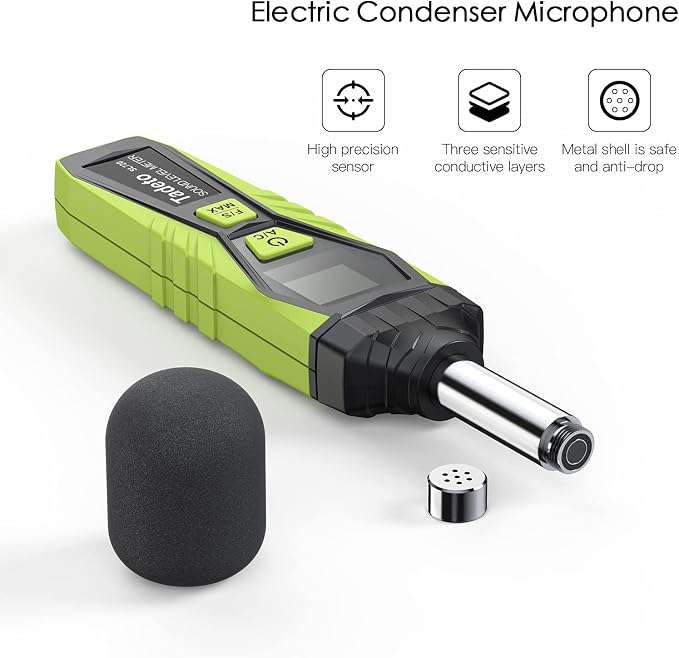 Decibel Meter, Tadeto Digital Sound Level Meter Portable SPL Meter 30dB to 130dB MAX Data Hold with LCD Display Backlight A/C Weighted for Home Factories