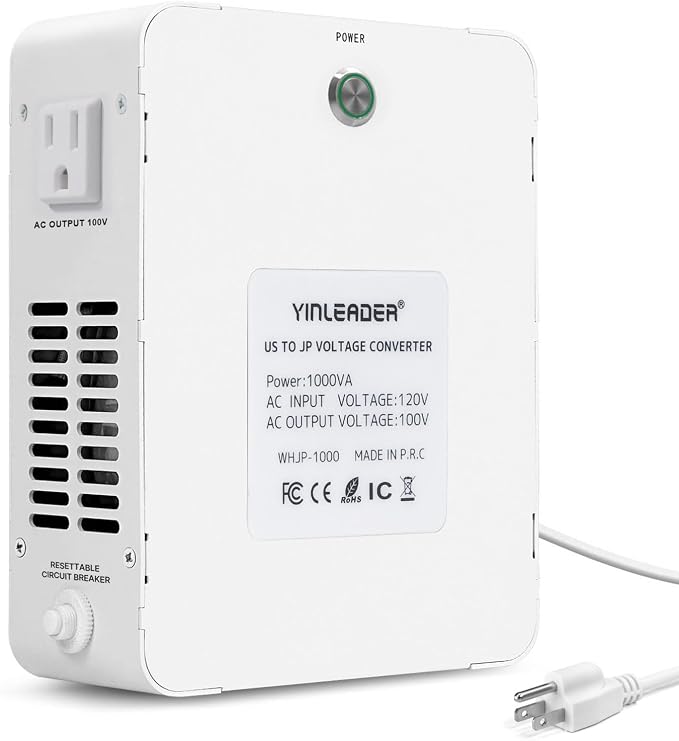 Yinleader 1000W US 120V to 100V JP Japan Voltage Converter Step Down Transformer Ideal for Japanese Turntable/Rice Cooker/Mochi Maker/Player/Cassette Deck/Heater/dehumidifier, etc.(White)