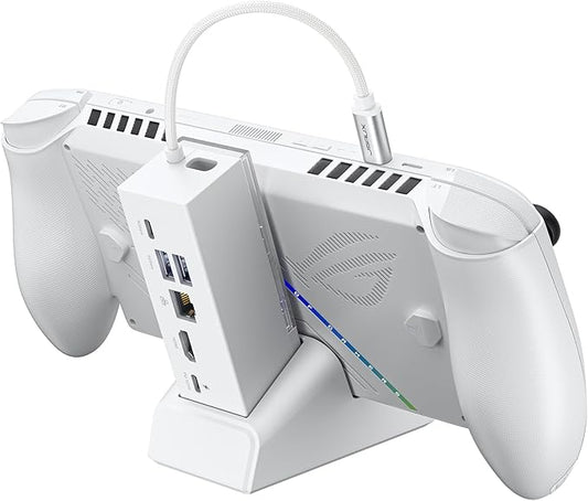 JSAUX Docking Station for ROG Xbox Ally X (2025)/ROG Ally X/ROG Ally/Steam Deck/Legion Go, 6-in-1 Dock with HDMI 4K@120Hz, Gigabit Ethernet, USB A & USB C 3.2 Gen 1, 100W Charging - HB0609 White