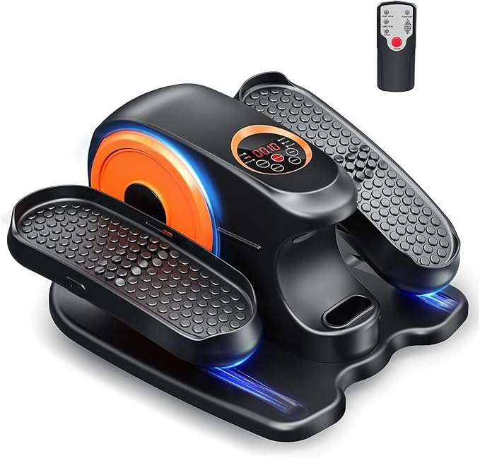 GUGTTR Under Desk Elliptical Machine, 2-in-1 Electric Leg Exerciser for Seniors, Quiet & Compact Pedal Exerciser with Remote, 12 Speed Elliptical Exercise Machine for Home Office