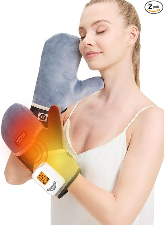 Cordless Heated Gloves for Arthritis Hands, 2PCS Rechargeable Hand Warmers Mittens for Carpal Tunnel, 3-Level Vibration, 104-140℉ Adjustable Temp, 30/45/60Mins Timer, Type-C Cable & Storage Bag