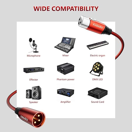 XLR Cable 10 FT 2 Pack, Balanced XLR Microphone Cable 3 Pin Mic Cable DMX Cable for Amplifier, Mixer, Shure SM/Shotguns Microphones, Speaker Systems
