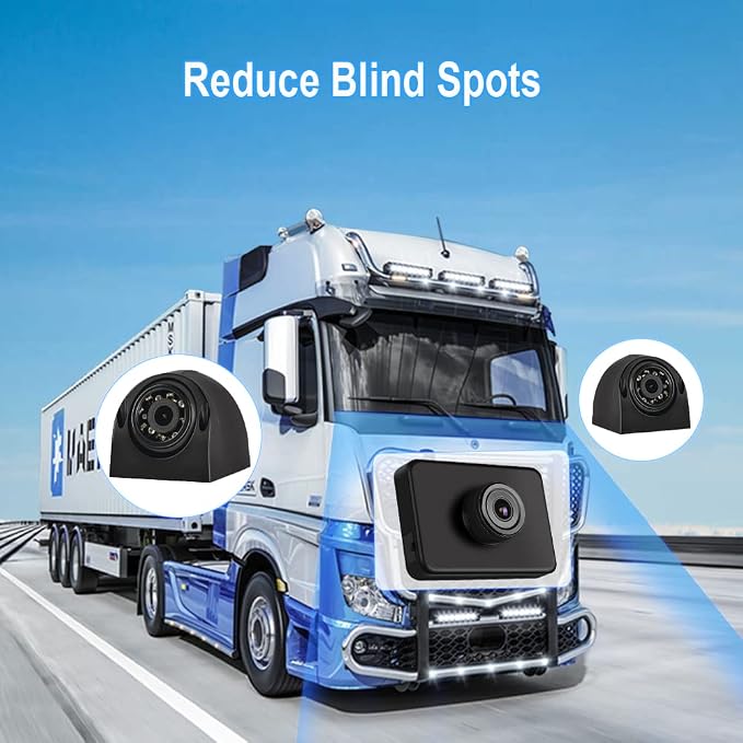 VSYSTO 3CH WiFi Truck Dash Cam, 4.5'' Screen GPS HD 1080P Front & 720P Sides Infrared Night Vision Lens Backup Camera System DVR for Semi Trailer Van Tractor Car RV, G-Sensor Loop Recording
