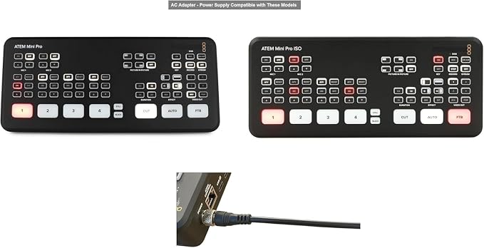 Locking Connector AC Adapter Power Supply Compatible with Blackmagic Design ATEM Mini Pro and ATEM Mini Pro ISO