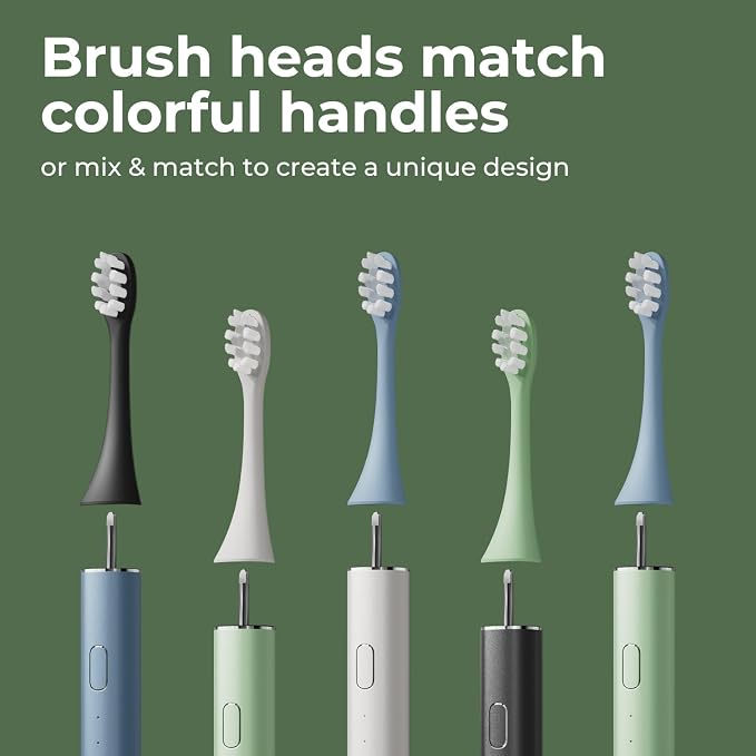 Oday Plant-Based Electric Toothbrush Heads, Long-Lasting Replacement Brush Heads, Compatible Only with Sonic Electric Toothbrush Green - Pack of 3