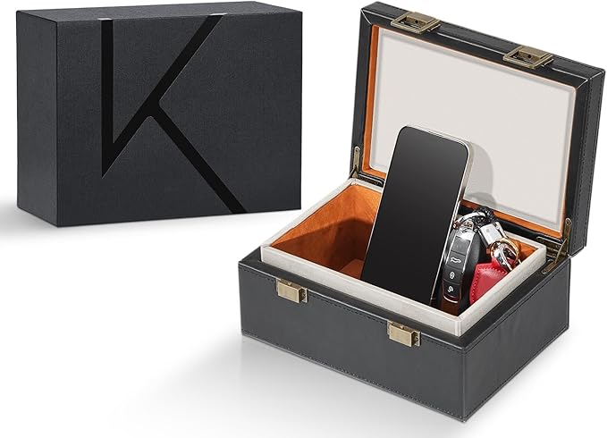 KK6 PLUS Faraday Box for Key Fobs, Signal Shielding Storage | Signal Shielding • Expanded Storage Capacity • Reinforced Metal Hinges • Premium Synthetic Leather