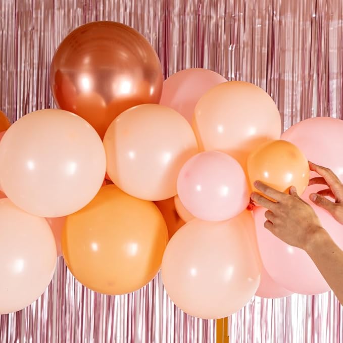 Restaurantware-Balloonify Balloon Garland Set, 1 Party Decoration Kit - 137 Balloons, With Chain, Nude, Pink, & Rose Gold Latex Balloon Arch Kit, Includes Glue Dots- Restaurantware