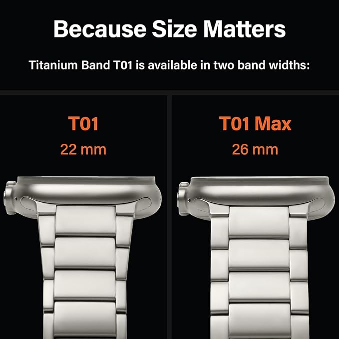 KORDIZ Titanium Watch Band T01 - Fits Apple Watch ULTRA 3 & ULTRA 2/1 (49mm) - Adjustable Titanium Apple Watch Band with Secure Clasp - Premium Color Matching Band (T01 | ULTRA Silver)