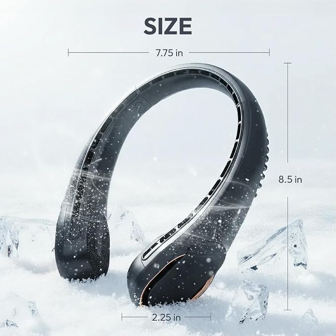Portable Personal Neck Fan, Cooling Hands Free Bladeless Fan, Rechargeable Long Battery Life, 360° Airflow With 3 Speeds, Lightweight Travel, Low Noise with Strong Wind, Headphone Design (Black)