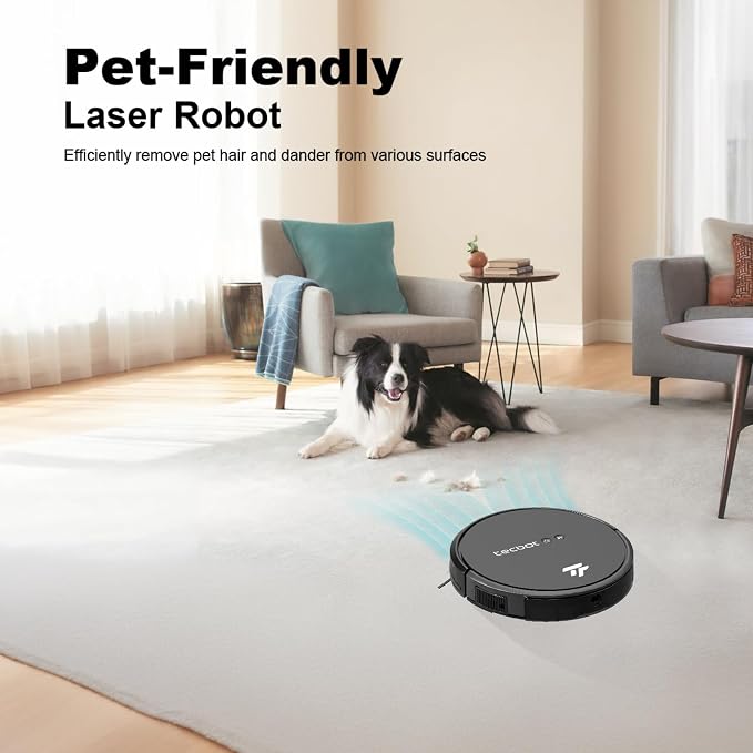 TECBOT S1 Robot Vacuum Cleaner Slim 120Mins Runtime 2-in-1 Robot Sweeping or Mopping Self-Charging WiFi&App&Remote Control Robotic Vacuum Cleaner for Home Pet Hair Hard Floors,Black