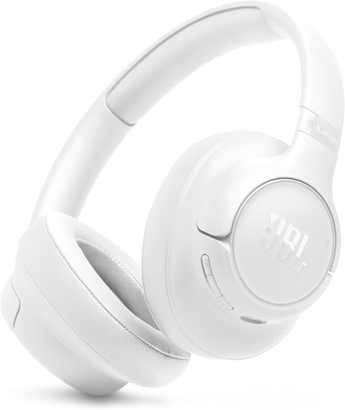 JBL Tune 730BT - Wireless Over-Ear Bluetooth® 6.0 Headphones with Powerful JBL Pure Bass Sound, 2 beamforming mics for Perfect Calls, Up to 76 Hours of Battery Life, & Multi-Point Connection (White)
