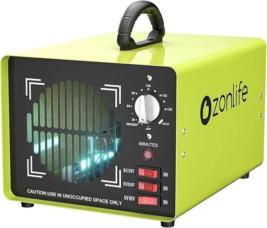 Ozone Generator 50,000mg/h with 180 Min Timer Independent Light | Powerful Odor Removal Portable Ozone Air Purifier with O3 Odor Clean for Large Spaces (10,000 Sq.Ft), Cars, Homes, Hotel