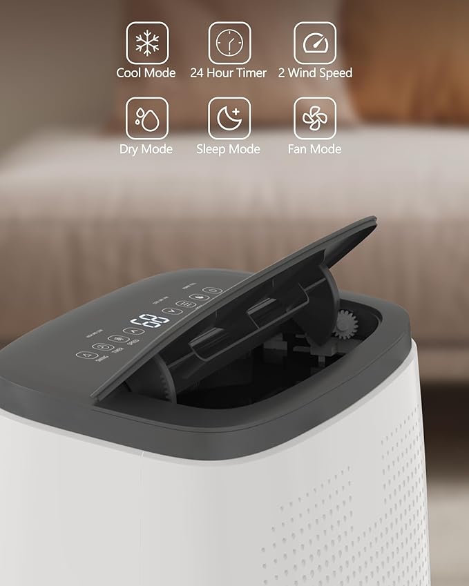 GarveeTech 14,000 BTU Portable Air Conditioner for Indoor Rooms, 3 in-1 AC Unit for Bedroom 550-750 Sq.Ft, Dehumidifier, Fan, Sleep Mode, 24 Timer, Remote Control, Window Kits