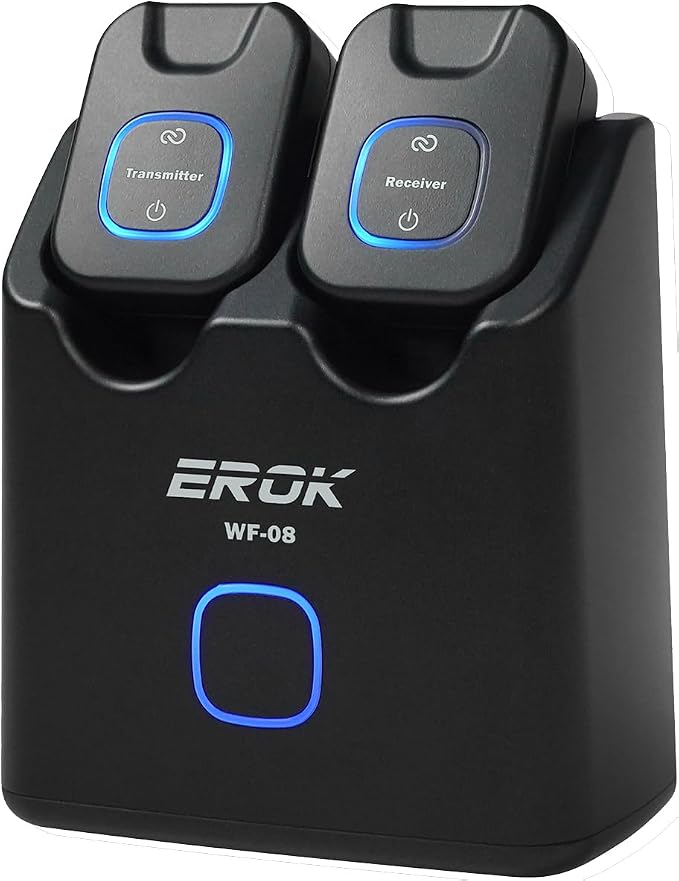 EROK WF-08 5.8GHz Wireless Guitar System with Rechargeable Charging Case – 4.6ms Ultra-Low Latency, 24-bit/48kHz, 100ft Range for Bass & Electric Instruments (WF-08)