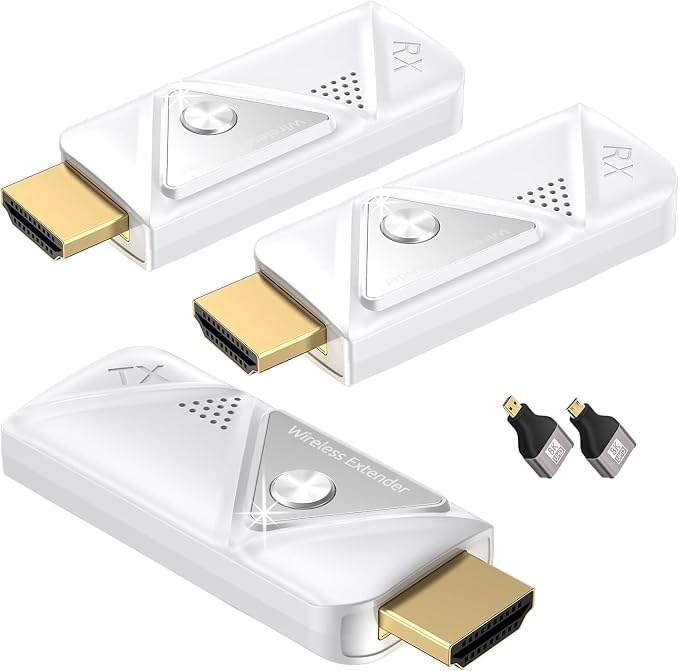 Wireless HDMI Transmitter and 2 Receivers 382FT/100M, 2.4G+5G Plug & Play Wireless HDMI Extender Kit 4K Decode for Video and Audio to Monitor from Laptop