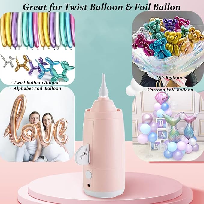 Electric Magic Balloon Pump, Electric Air Inflator Party Air Blower Pump with 1 Nozzle 1 Balloon Cutter and 10 Pcs Long Balloons,Great for Twisty Curly Balloon, Foil Balloons